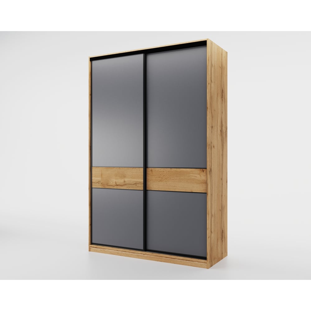 Изображение товара Шкаф-купе МК Мама slim 125x60 дуб вотан темно-серый угловой раздвижной