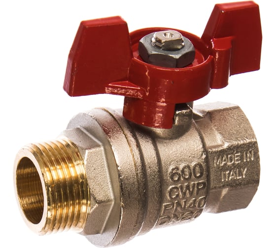 Изображение товара Шаровой кран RuB, 3/4" DN20 PN40, ВР-НР, серия MILANO (S.90), бабочка S90E26