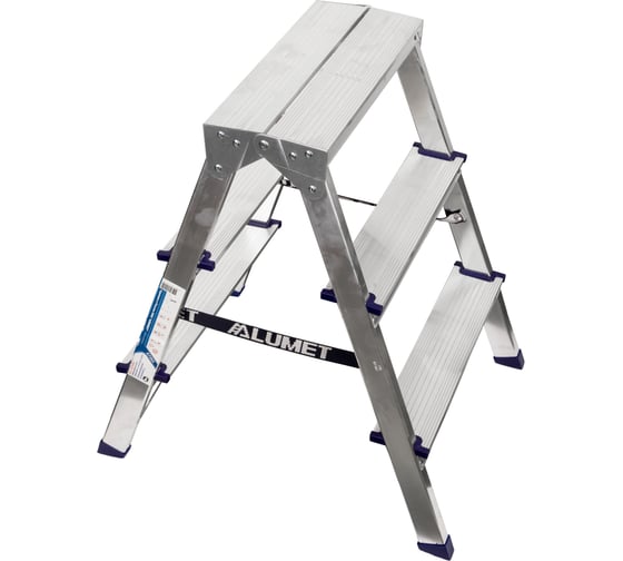 Изображение товара Стремянка Алюмет двухсторонняя алюминиевая 2х3 ступеней. Серия AD7203