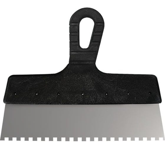 Изображение товара Фасадный нержавеющий зубчатый шпатель 250 мм / зуб 10 мм КУРС 06609