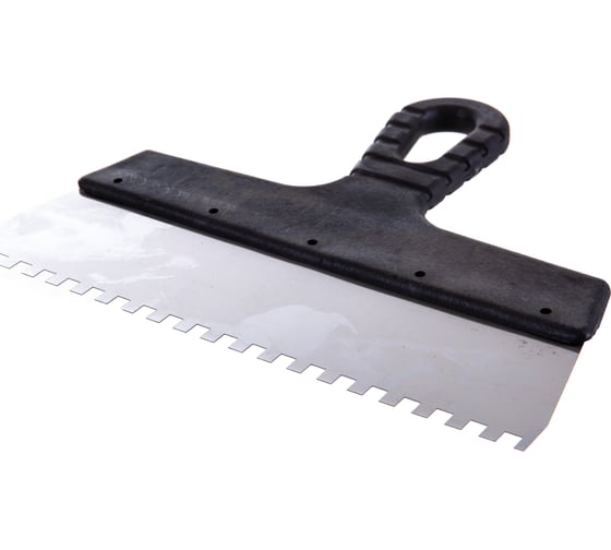 Изображение товара Фасадный нержавеющий зубчатый шпатель 250 мм / зуб 6 мм КУРС 06607