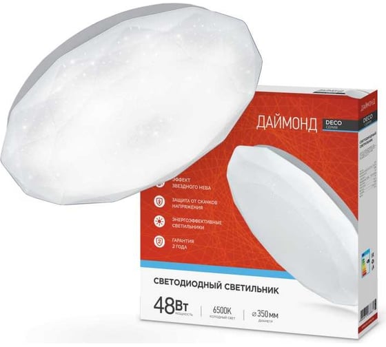 Изображение товара Светодиодный светильник IN HOME серии DECO 48Вт 230В 6500К 3120Лм 380x55мм ДАЙМОНД 4690612038681