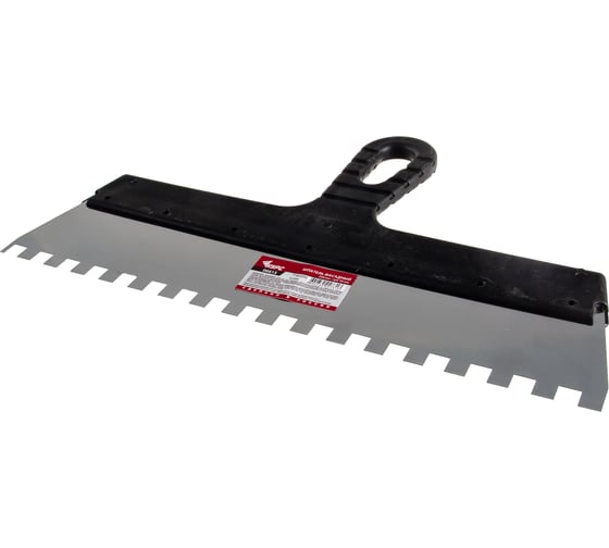 Изображение товара Фасадный нержавеющий зубчатый шпатель 350 мм / зуб 10 мм КУРС 06615