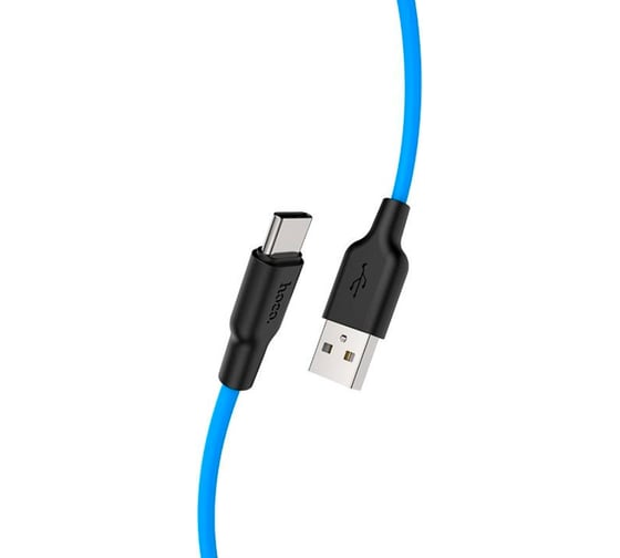 Изображение товара Usb кабель Hoco x21 plus silicone type-c, 3а, 1м, силикон, синий/черный 0L-00053836