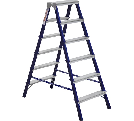 Изображение товара Двухсторонняя стальная стремянка Алюмет 2х6 ступеней. Серия MD8206