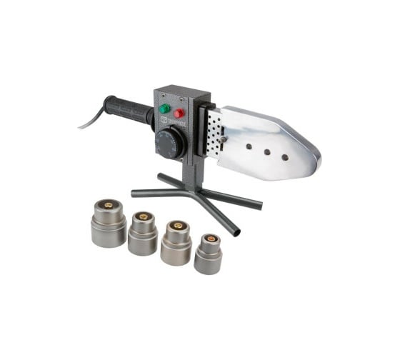 Изображение товара Аппарат для сварки полимерных труб TOPEX 800Вт, 4 насадки: O20, O25, O32, O40 мм, рабочая температура 0-300°C, масса 2.9 кг 44E160