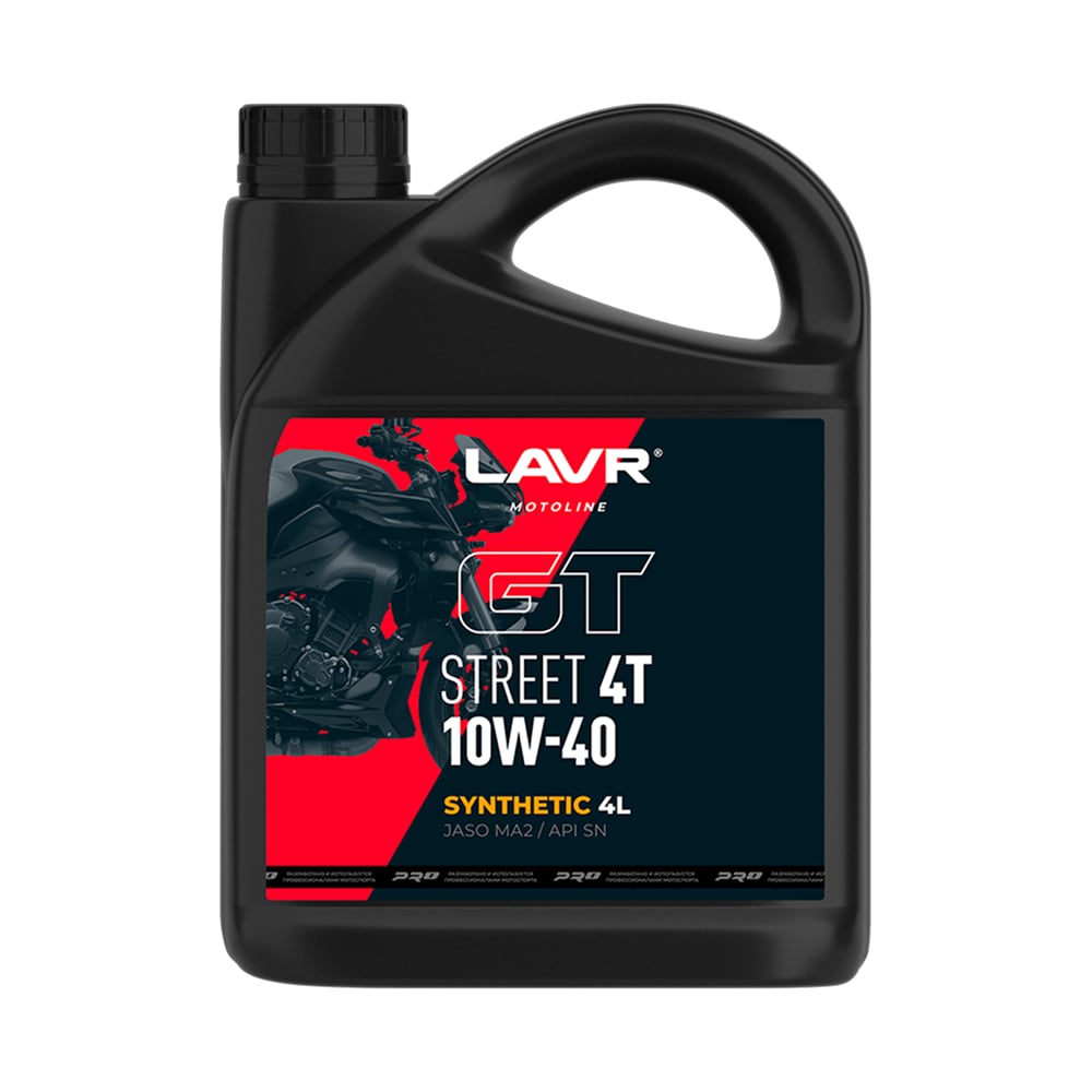 Изображение товара Моторное масло для мотоциклов GT STREET 4T 10W-40 4 л LAVR