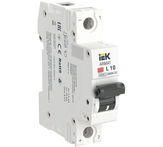 Изображение товара Автоматический выключатель IEK Armat m06n-dc 1p l 10а AR-M06N-1-L010DC