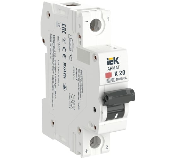 Изображение товара Автоматический выключатель IEK Armat m06n-dc 1p k 20а AR-M06N-1-K020DC