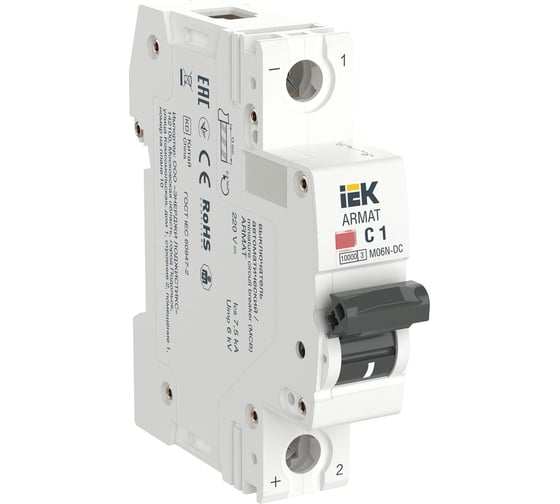 Изображение товара Автоматический выключатель IEK Armat m06n-dc 1p c 1а AR-M06N-1-C001DC