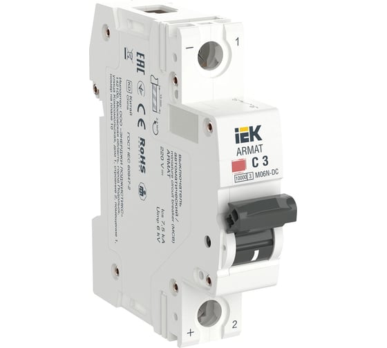 Изображение товара Автоматический выключатель IEK Armat m06n-dc 1p c 3а AR-M06N-1-C003DC
