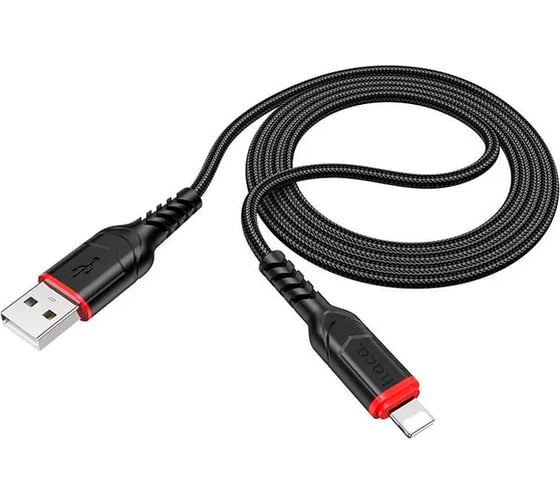 Изображение товара Usb кабель Hoco x59 victory lightning 8-pin, 2.4а, 1м, нейлон, черный 0L-00050611