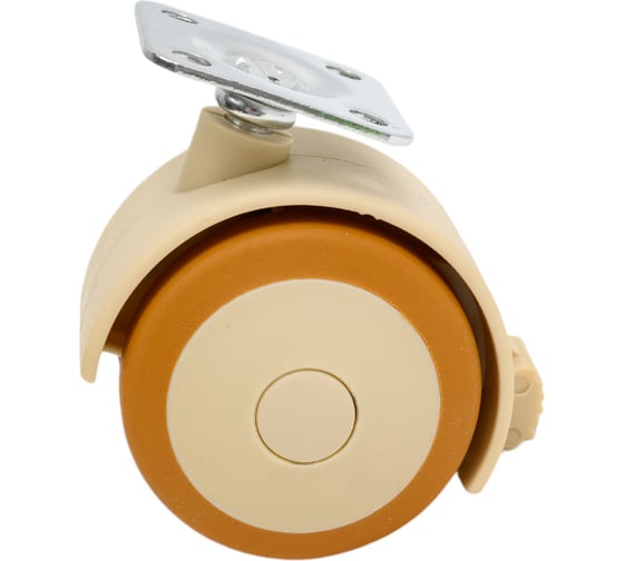 Изображение товара Мебельное колесо Tech-Krep поворотное, пластик, бежевый, площадка, D50, с тормозом - пакет 151205