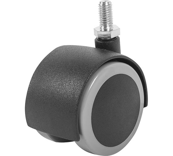 Изображение товара Мебельное колесо Tech-Krep поворотное, обрезиненный пластик, черный, резьба М10, D50, б/т - пакет 152354