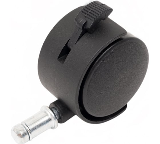 Изображение товара Мебельное колесо Tech-Krep поворотное, пластик, черный, штифт М11, D50, с тормозом - пакет 148473