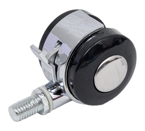 Изображение товара Мебельное колесо Tech-Krep поворотное, пластик, хром, резьба М8, D40, с тормозом - пакет 152335