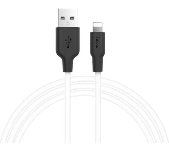Изображение товара Кабель Hoco Usb x21 plus silicone lightning 8-pin, 2.4а, 1м, силикон (белый/черный) 0L-00044278