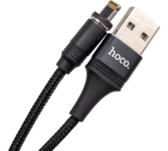 Изображение товара Usb кабель Hoco u76 fresh lightning 8-pin, 2.4а, магнитный, 1.2м, нейлон (черный) 0L-00045105