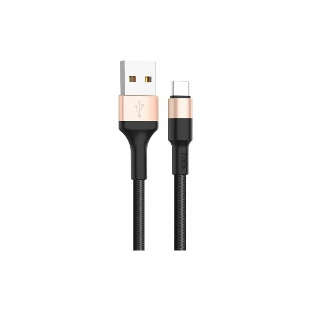 Изображение товара Кабель Hoco USB Type-C 1м нейлон черный и золото