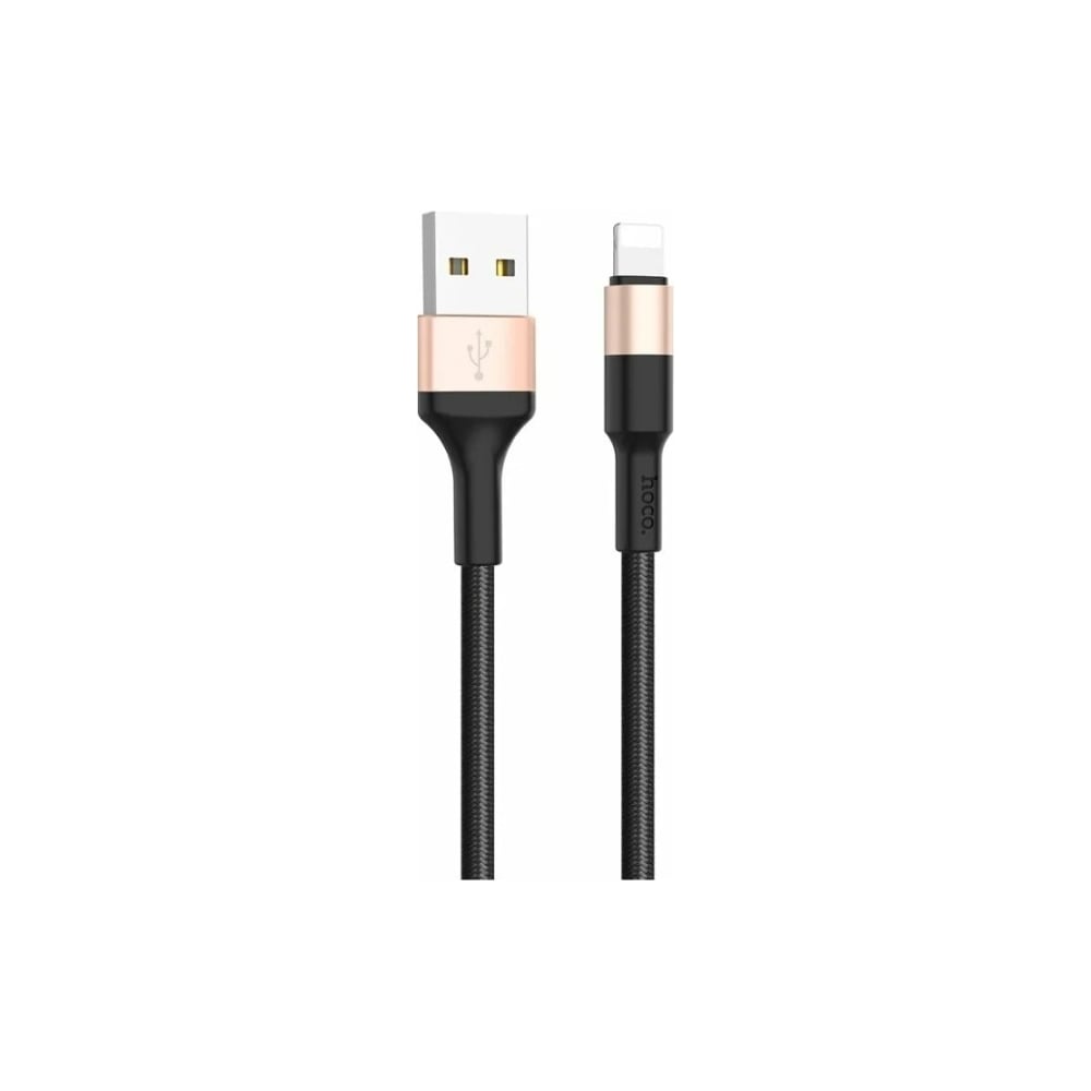 Изображение товара Кабель Hoco Usb x26 xpress lightning 8-pin, 1м, нейлон (черный/золотой) 0L-00043606