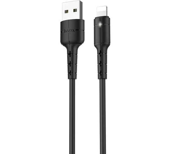 Изображение товара Кабель Hoco Usb x30 star lightning 8-pin, led, 1.2м, tpe (черный) 0L-00042718