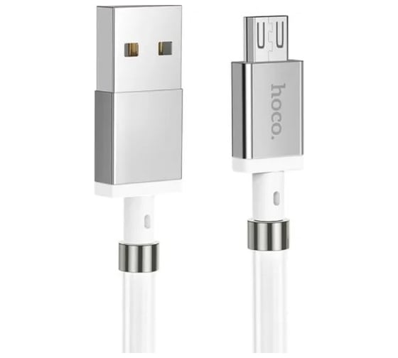 Изображение товара Usb кабель Hoco u91 magic magnetic microusb, 2.4а, магниты на кабеле, 1м, pvc (белый) 0L-00049093