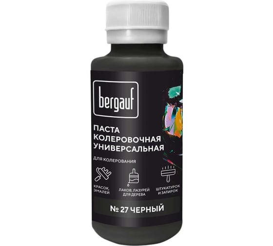 Изображение товара Универсальная колеровочная паста Bergauf черная, 0,1 л. (колер для краски бергауф) 68687