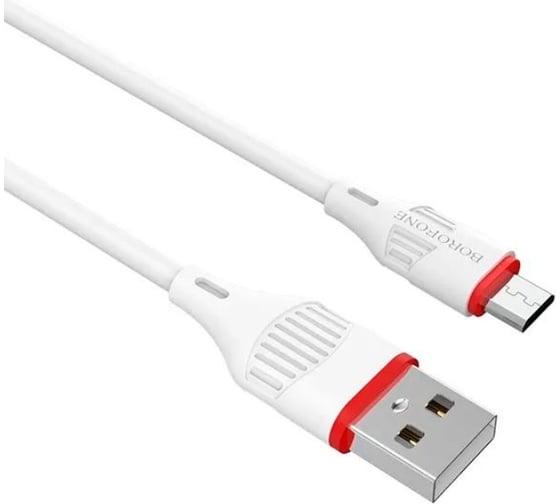 Изображение товара Usb кабель Borofone bx17 enjoy microusb, 1м, pvc, белый 0L-00043162