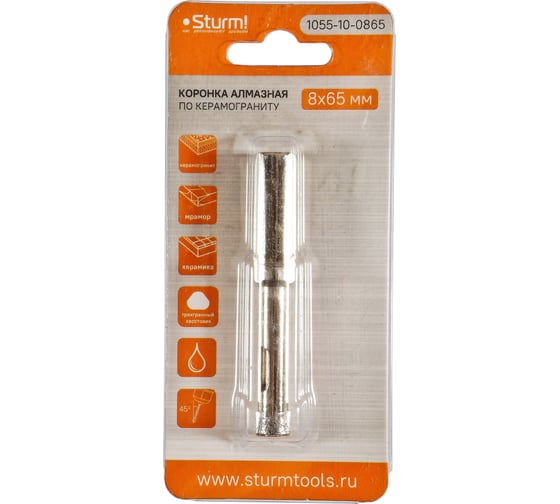 Изображение товара Коронка алмазная 8х65 мм Sturm 1055-10-0865