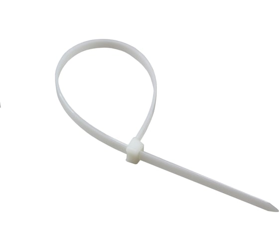 Изображение товара Нейлоновая многоразовая стяжка REXANT 300x7,5мм, белая 100 шт/уп 07-0309