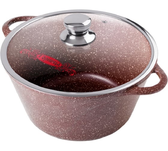 Изображение товара Кастрюля Горница 2 л, шоколад, литые ручки, с крышкой ПС13552