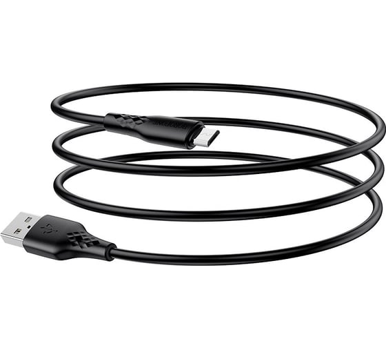 Изображение товара USB кабель Borofone bx48 microusb, 1м, 2.4a, pvc (черный) 0L-00050240