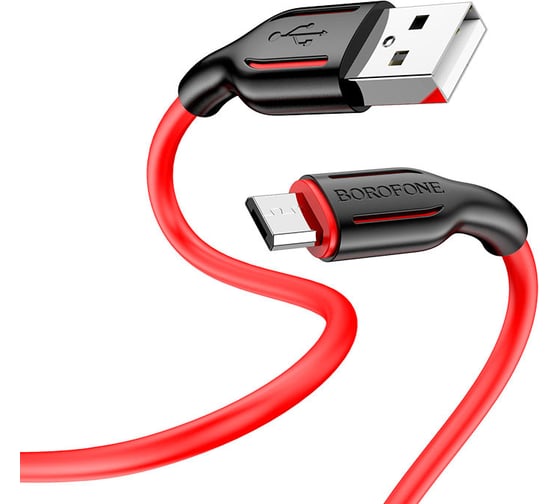 Изображение товара USB кабель Borofone bx63 charming microusb, 1м, 2.4a, силикон (красный) 0L-00053159