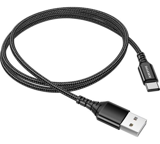 Изображение товара USB кабель Borofone bx54 ultra bright type-c, 1м, 3a, нейлон (черный) 0L-00050537