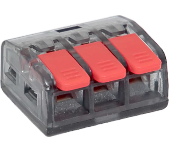 Изображение товара Клемма EKF СМК 221-413 с рычагом, 3 отверстия 0.2-4.0 мм2, блистер (20 штук) PROxima plc-smk-221-413b-20