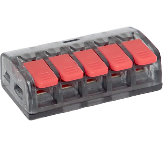 Изображение товара Клемма EKF СМК 221-415 с рычагом, 5 отверстий 0.2-4.0 мм2, блистер (20штук) PROxima plc-smk-221-415b-20