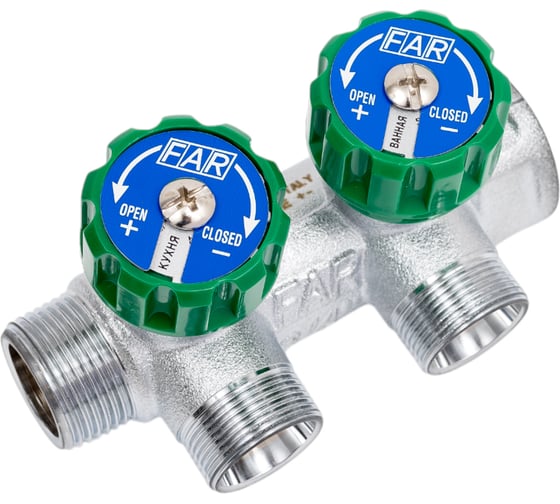 Изображение товара Регулируемый коллектор с 2 отводами FAR 3/4" М24х19 FK 3825 C34