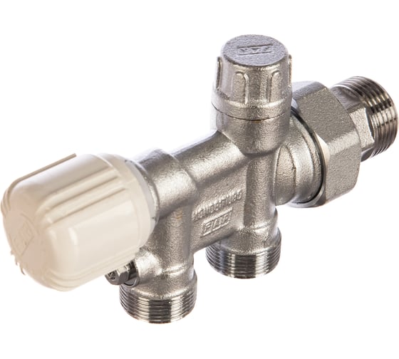 Изображение товара Терморегулирующий узел нижнего подключения с запорным вентилем FAR отводы М24х19, к радиатору 3/4" FV 1438 C34