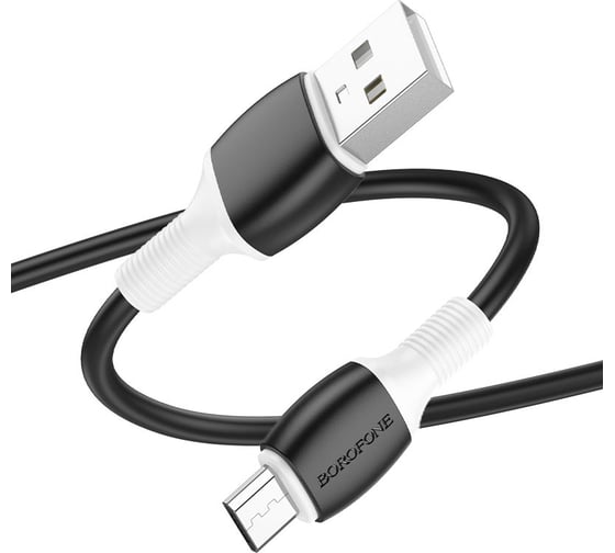 Изображение товара USB кабель Borofone bx84 rice microusb, 2.4а, 1м, pvc (черный) 0L-00057656