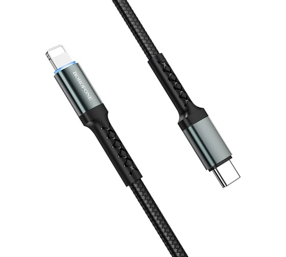 Изображение товара USB-C кабель Borofone bu22 superior lightning 8-pin, 1.2м, 3a/18w, pd, нейлон (черный) 0L-00048142