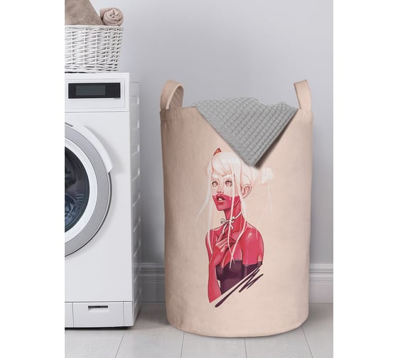 Изображение товара Корзина для белья в ванную, органайзер для хранения вещей JOYARTY Девушка дьявол 60x40 см gaba_423866_L