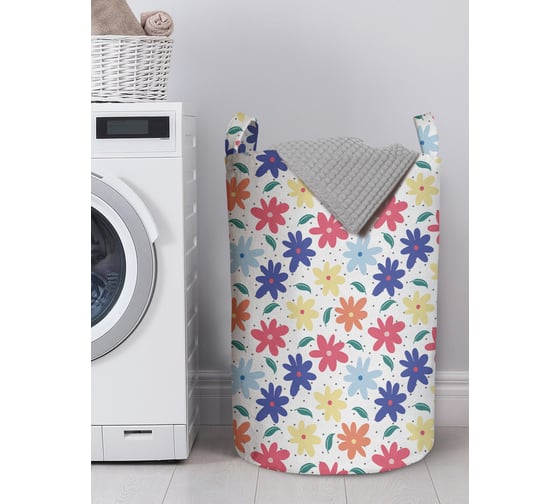 Изображение товара Корзина для белья в ванную, органайзер для хранения вещей JOYARTY Цветочная поляна 60x40 см gaba_423258_L