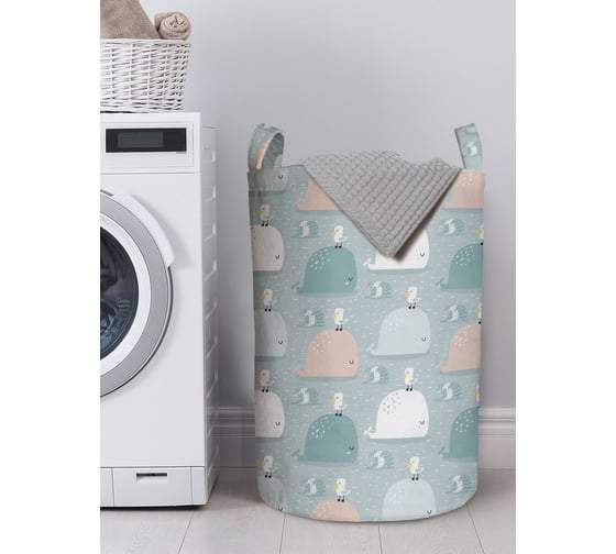 Изображение товара Корзина для белья в ванную, органайзер для хранения вещей JOYARTY Чайка и кит 60x40 см gaba_61528_L