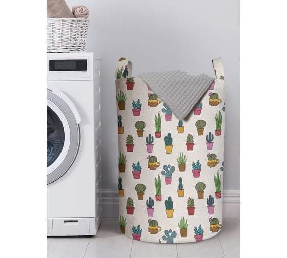 Изображение товара Корзина для белья в ванную, органайзер для хранения вещей JOYARTY Кактусы в горшке 60x40 см gaba_423251_L