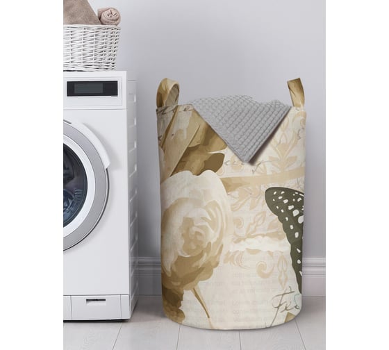 Изображение товара Корзина для белья в ванную, органайзер для хранения вещей JOYARTY Письмо и бабочки 60x40 см gaba_29953_L