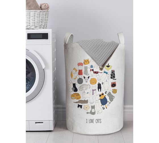 Изображение товара Корзина для белья в ванную, органайзер для хранения вещей JOYARTY Люблю котов 60x40 см gaba_423847_L