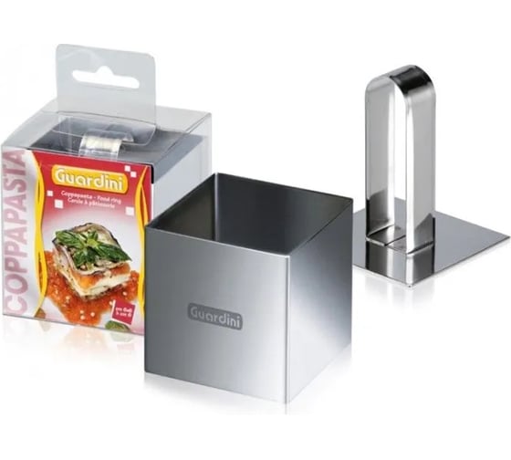 Изображение товара Кулинарная форма GUARDINI Food Ring Квадрат с прессом, 6x6 см 15666