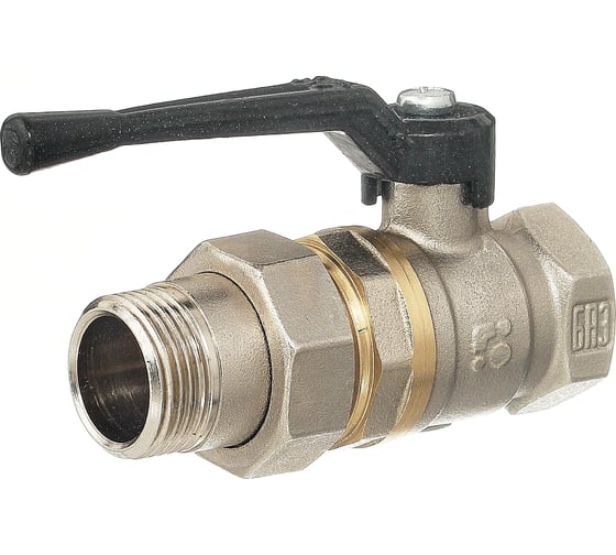 Изображение товара Шаровой кран БАЗ "американка" Ду32 А31 прямой рычаг никель PN40 серия Standart БАЗ.А.А31.0.32.НГ.40.Н