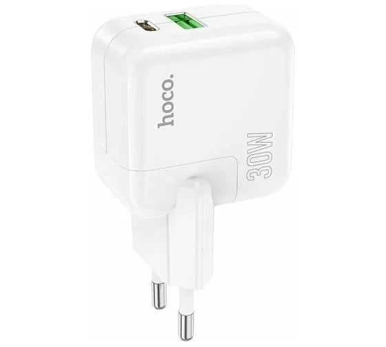 Изображение товара Сзу Hoco c111a 1xusb, 1xusb-c, 3а, pd30w, qc3.0, gan (белый) 0L-00057794