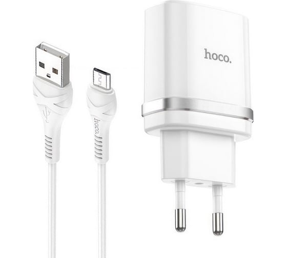Изображение товара Сзу Hoco c12q smart 1xusb, 3а, 18w, qc3.0, led + usb кабель microusb, 1м (белый) 0L-00044850